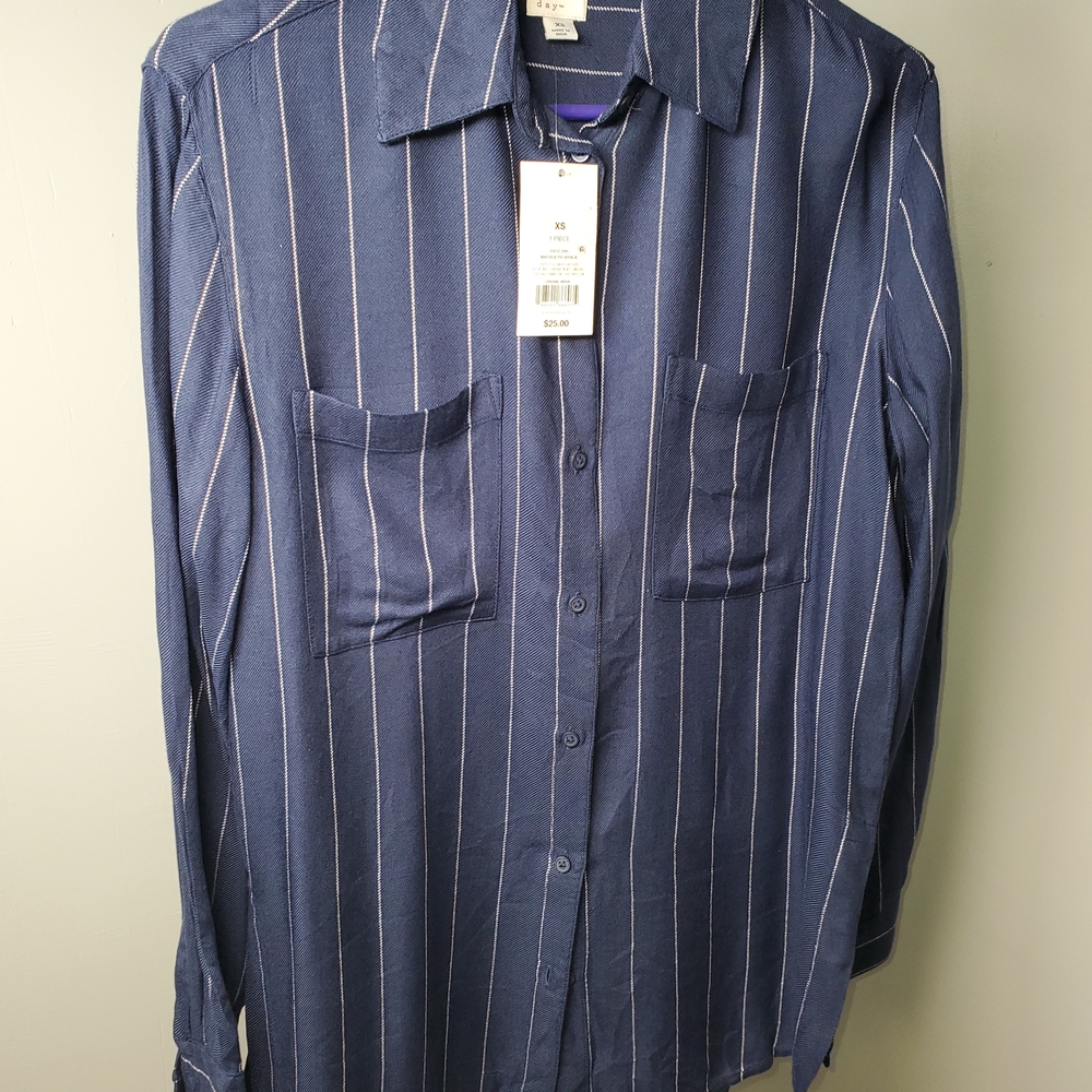 A New Day Navy Striped Button-Down Shirt